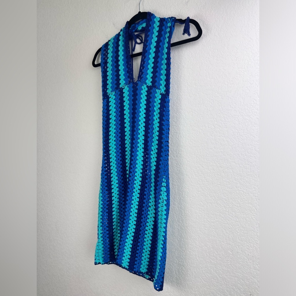 NWT: Lovers and Friends Blues Crochet Mini Dress Cover Ups Size Medium - Picture 3 of 11